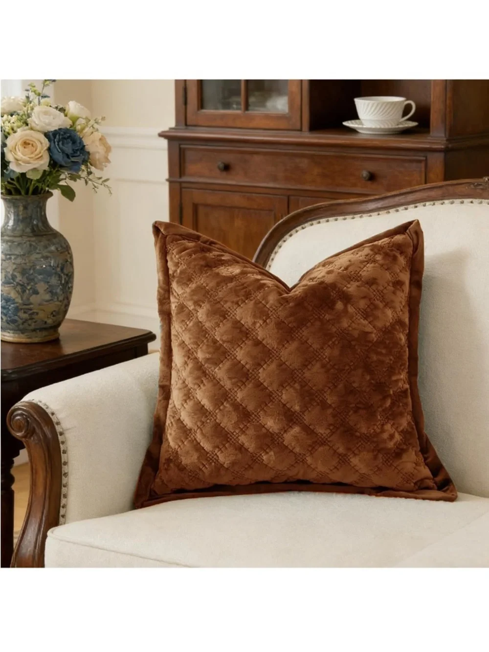 COCOPLOCEUS Pillow Cover 24x24 1 Piece Velvet Large Euro Sham 873/bb8-1